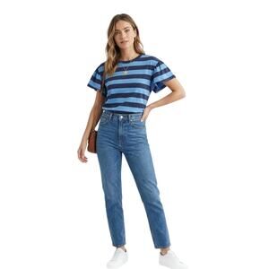 NATION LTD Jayden Flutter Sleeve Rugby Stripe Tee NWOT